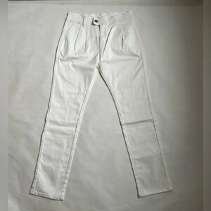Sofie Schnoor Pants Straight Legs Trousers White Cotton Tapered Chino Size Small
